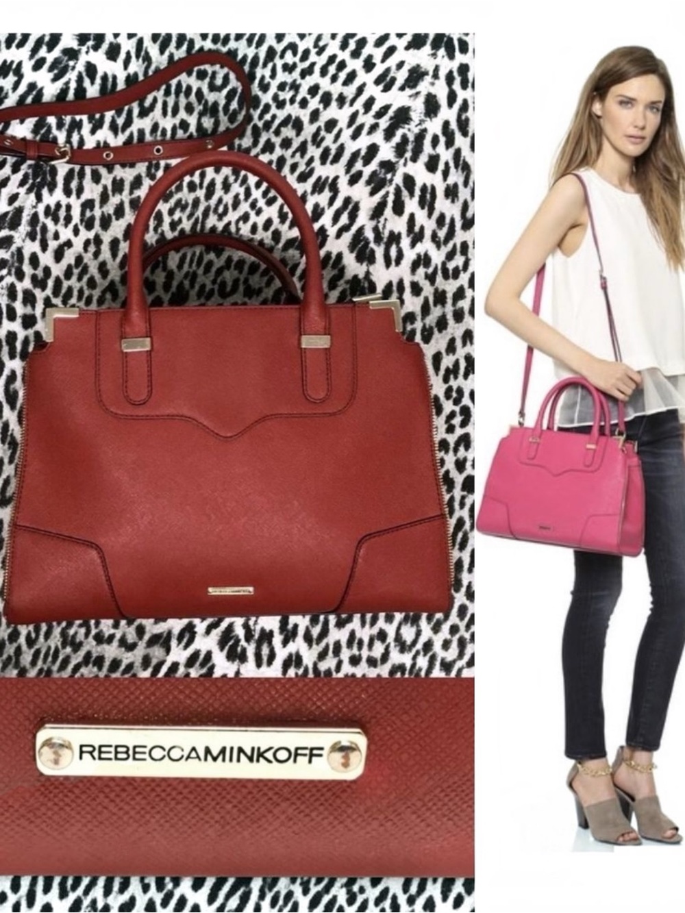 REBECCA MINKOFF AMOROUS Red Satchel Bag w/ Strap
